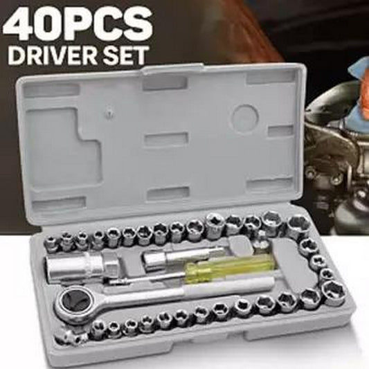 Aiwa 40-Piece Socket Wrench Tool Kit with Screwdrivers and Socket Set