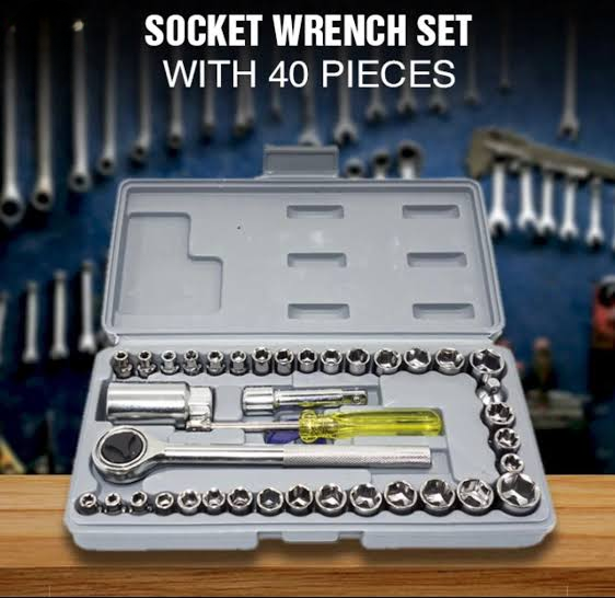Aiwa 40-Piece Socket Wrench Tool Kit with Screwdrivers and Socket Set