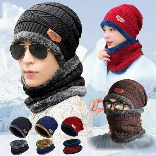Cotton Beanie Full Set – 2 Piece Cap + Neck Warmer