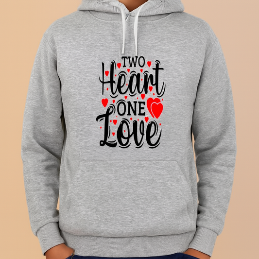 Full Grey Hoodie TWO HEART ONE LOVE