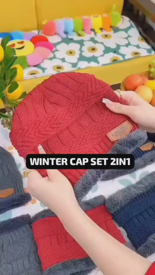 Cotton Beanie Full Set – 2 Piece Cap + Neck Warmer